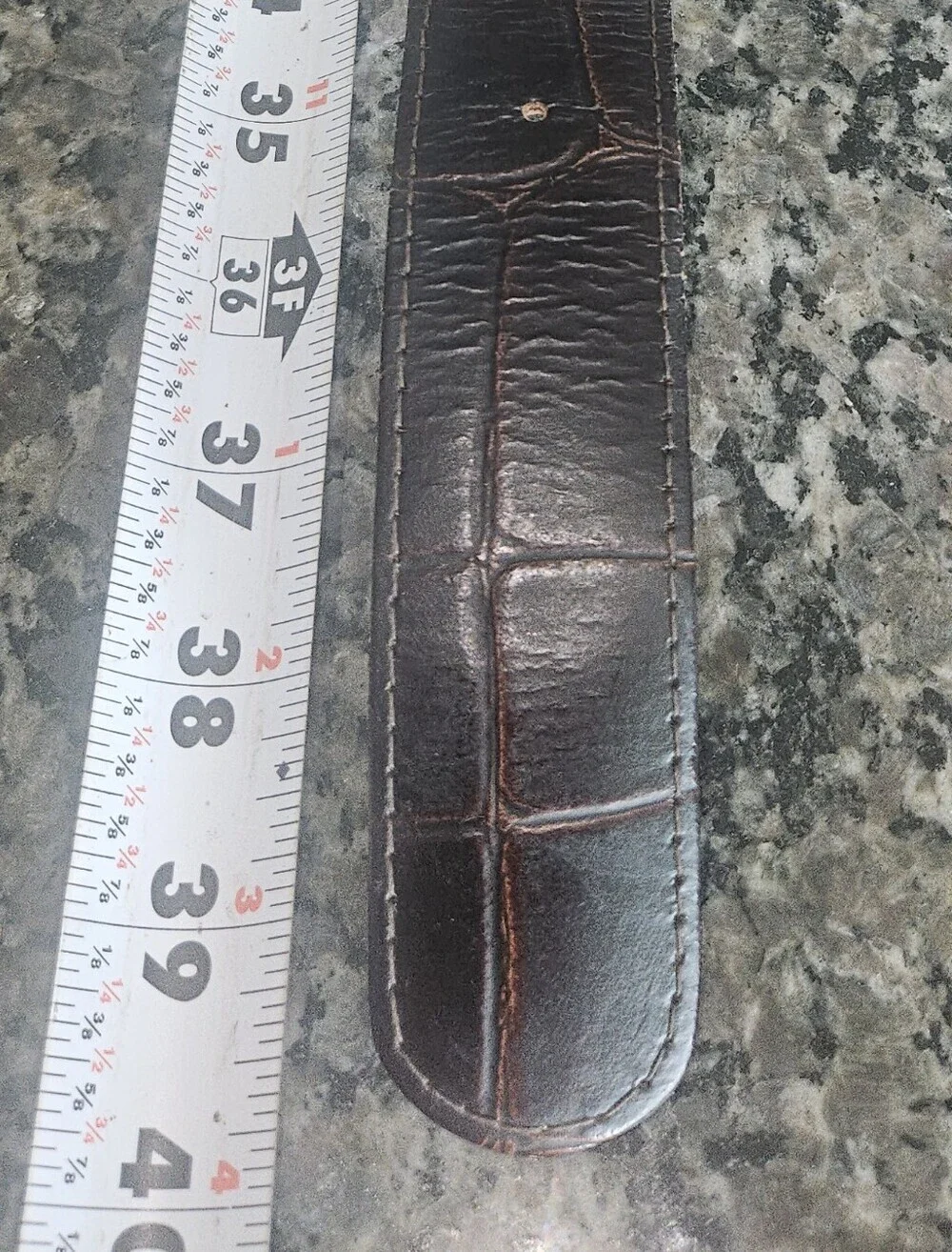 Vintage Omega Italian Croco Leather Brown Fashion Belt Large Style 4731